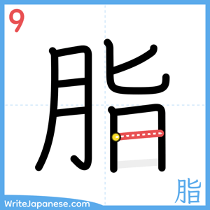 How to write "脂" - stroke 9