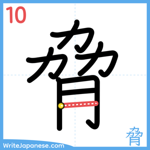 How to write "脅" - stroke 10