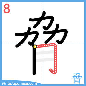 How to write "脅" - stroke 8