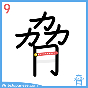 How to write "脅" - stroke 9