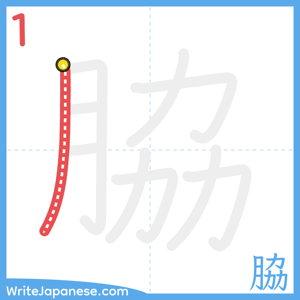 How to write "脇" - stroke 1