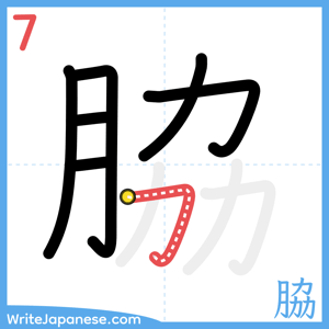 How to write "脇" - stroke 7