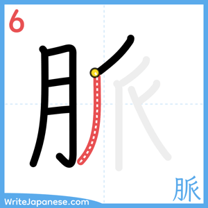 How to write "脈" - stroke 6