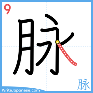 How to write "脉" - stroke 9