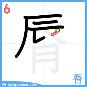 How to write "脣" - stroke 6