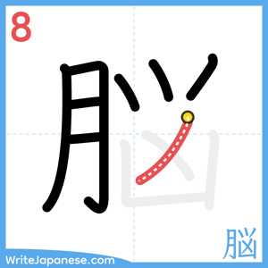 How to write "脳" - stroke 8