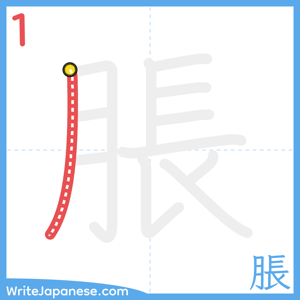 How to write "脹" - stroke 1