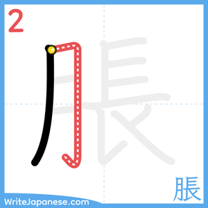 How to write "脹" - stroke 2