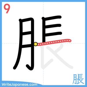 How to write "脹" - stroke 9
