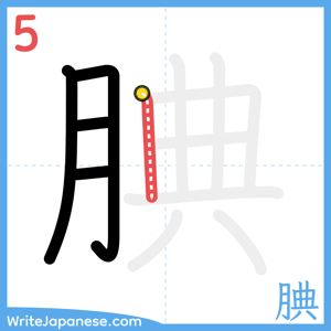 How to write "腆" - stroke 5