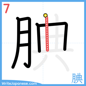 How to write "腆" - stroke 7