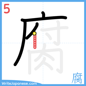How to write "腐" - stroke 5