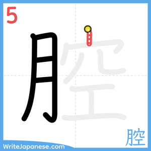 How to write "腔" - stroke 5