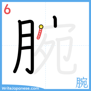How to write "腕" - stroke 6