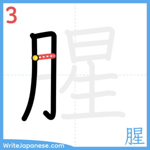 How to write "腥" - stroke 3