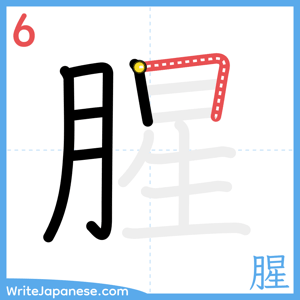 How to write "腥" - stroke 6