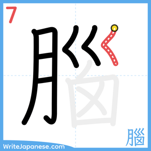 How to write "腦" - stroke 7