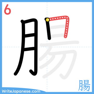 How to write "腸" - stroke 6