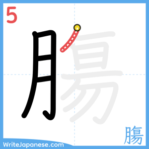 How to write "膓" - stroke 5