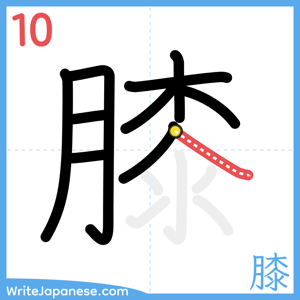 How to write "膝" - stroke 10