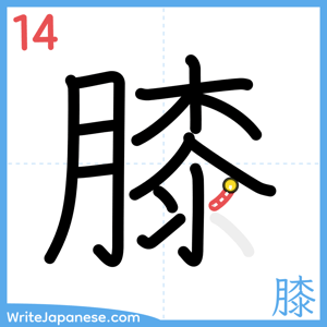 How to write "膝" - stroke 14