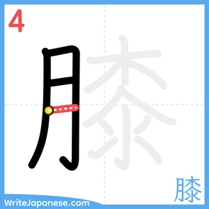 How to write "膝" - stroke 4