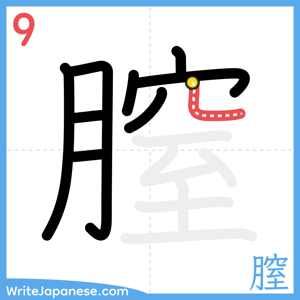 How to write "膣" - stroke 9