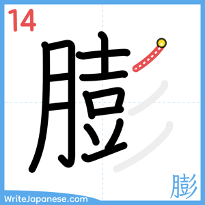 How to write "膨" - stroke 14