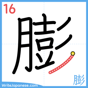 How to write "膨" - stroke 16
