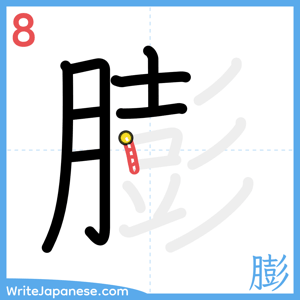 How to write "膨" - stroke 8