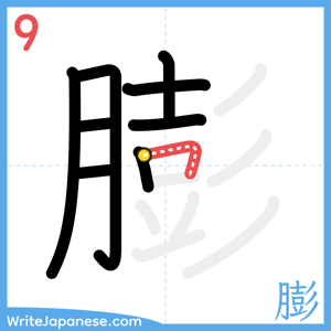 How to write "膨" - stroke 9