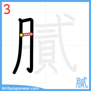 How to write "膩" - stroke 3