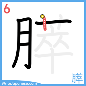 How to write "膵" - stroke 6