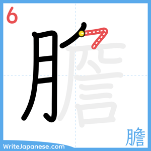 How to write "膽" - stroke 6
