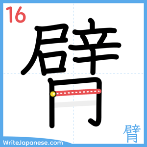 How to write "臂" - stroke 16