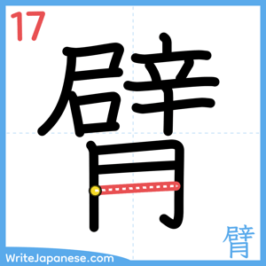 How to write "臂" - stroke 17