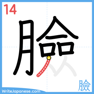 How to write "臉" - stroke 14