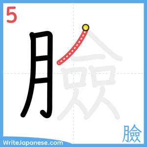 How to write "臉" - stroke 5