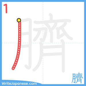 How to write "臍" - stroke 1