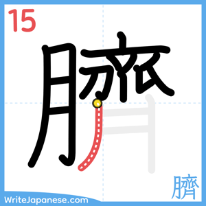 How to write "臍" - stroke 15