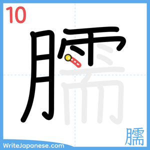 How to write "臑" - stroke 10