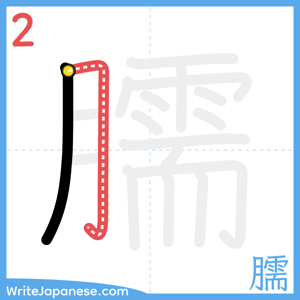 How to write "臑" - stroke 2