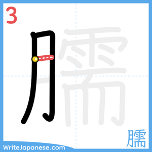 How to write "臑" - stroke 3