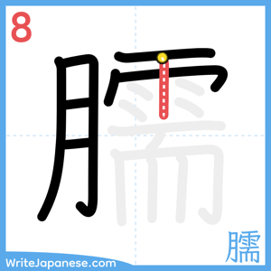 How to write "臑" - stroke 8