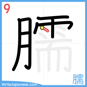 How to write "臑" - stroke 9