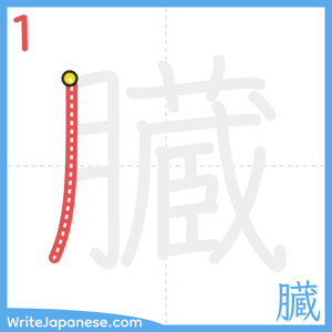 How to write "臓" - stroke 1