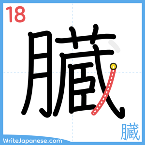 How to write "臓" - stroke 18