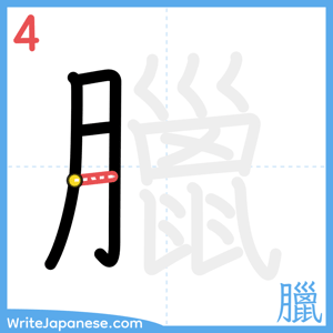 How to write "臘" - stroke 4