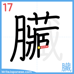 How to write "臟" - stroke 17