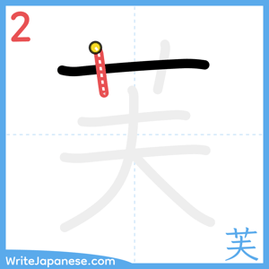 How to write "芙" - stroke 2
